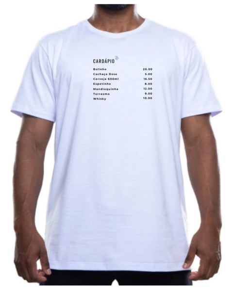 Camiseta - Cardápio de "buteco" | Estilo Butiquim