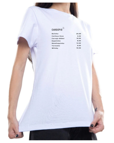 Camiseta - Cardápio de "buteco" | Estilo Butiquim
