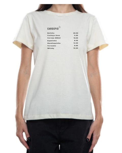 Camiseta - Cardápio de "buteco" | Estilo Butiquim